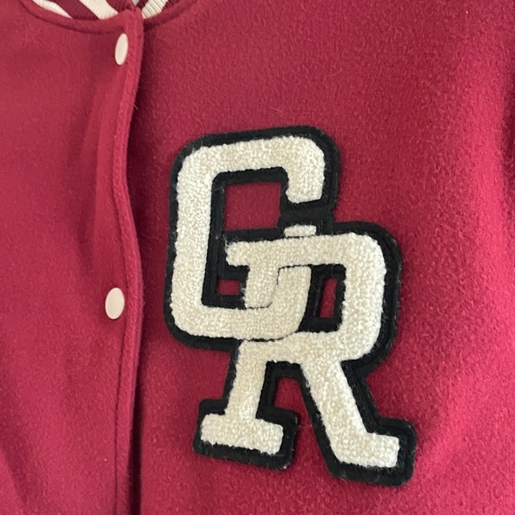 HM Girls Varsity Jacket Sz 18 GR Patch Preppy Letterman Academia Bomber Y2K Coat - Picture 6 of 11